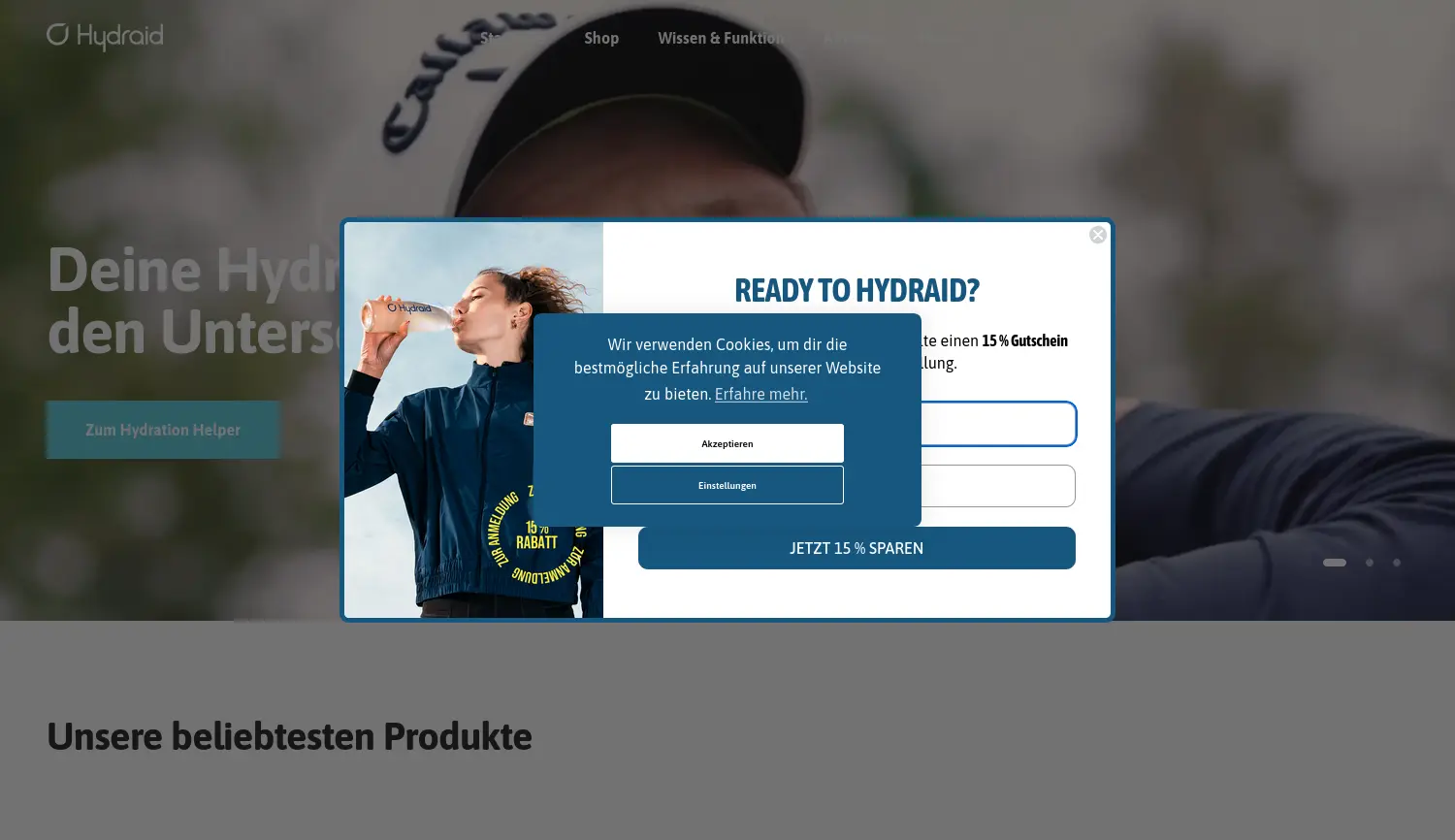 Website-Screenshot von hydraid