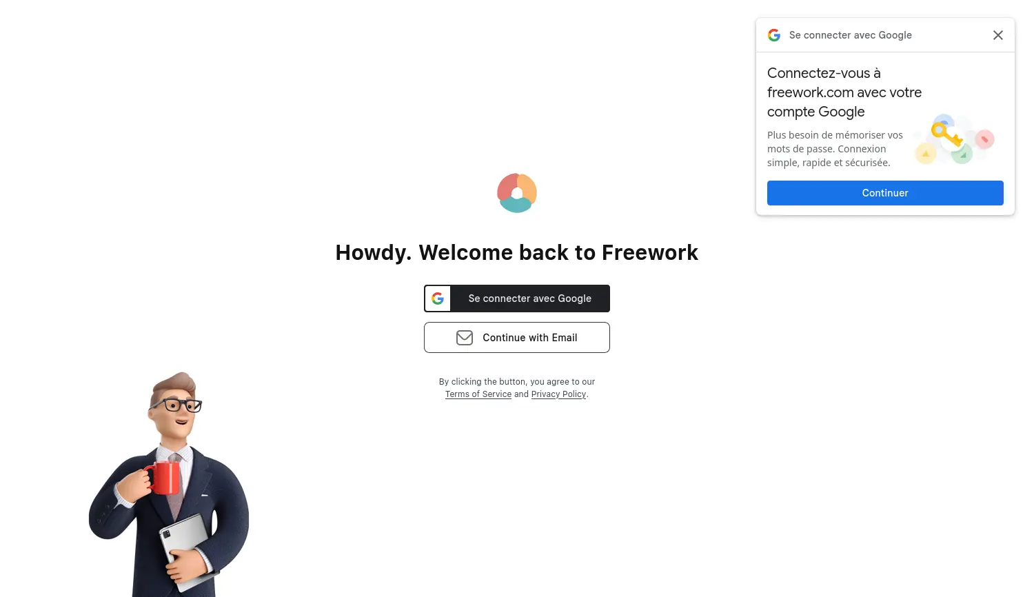 Website-Screenshot von Freework