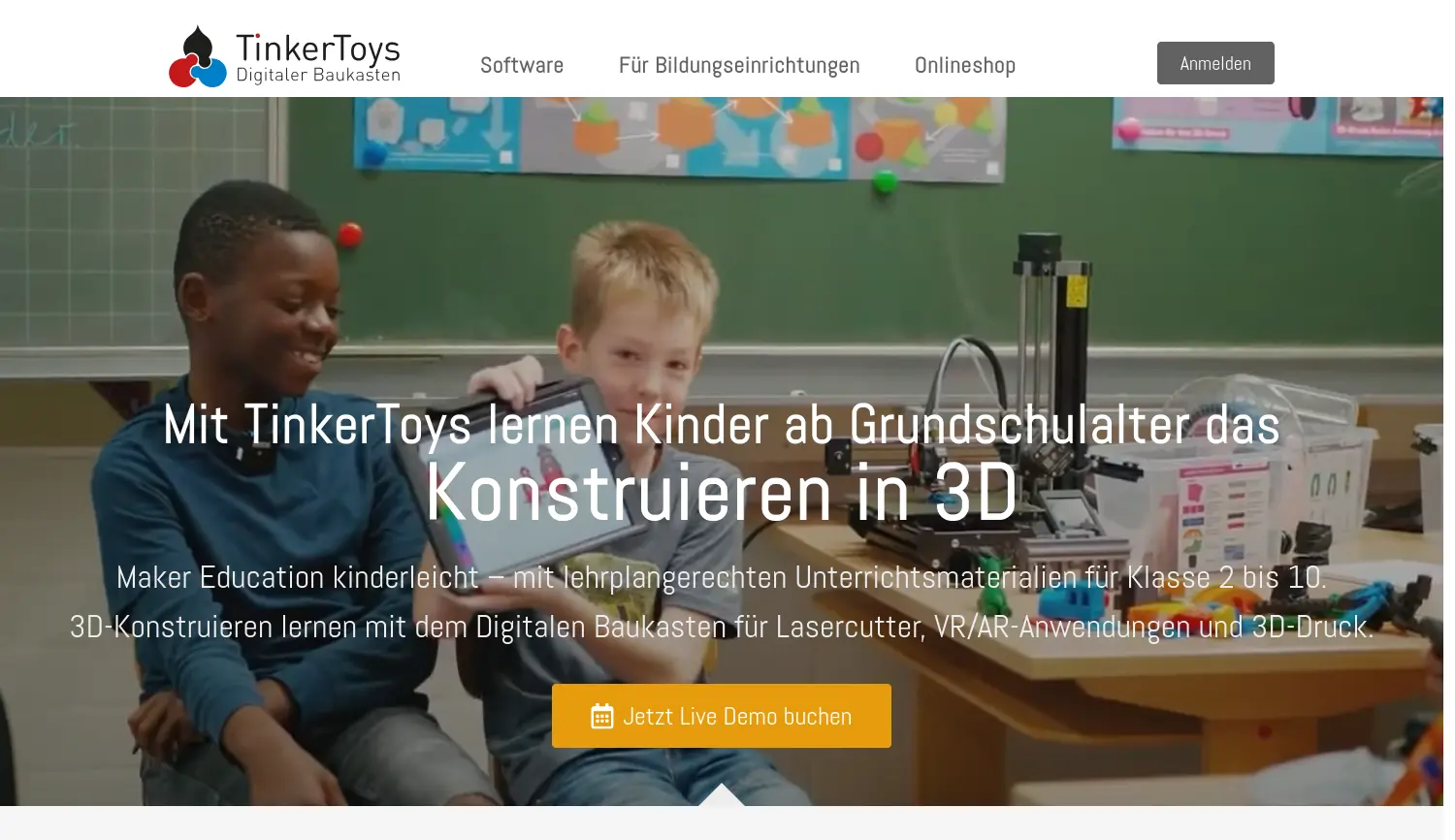 Website-Screenshot von TinkerToys