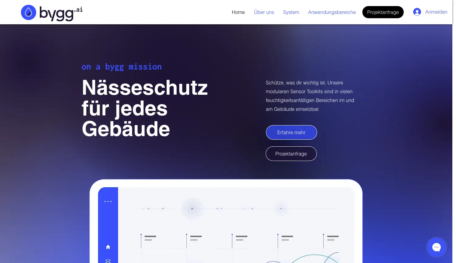 Website-Screenshot von bygg AI