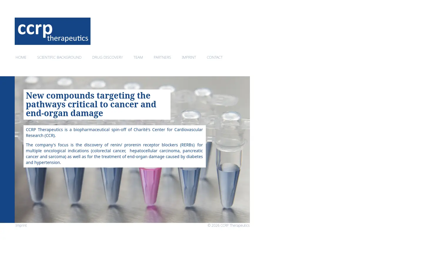 Website-Screenshot von CCRP Therapeutics