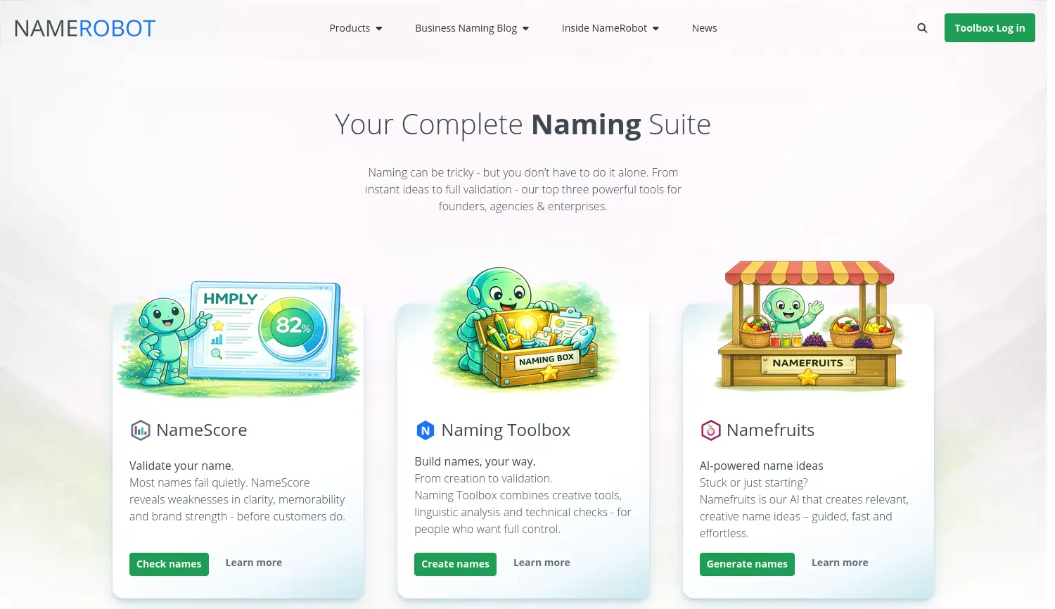 Website-Screenshot von NameRobot