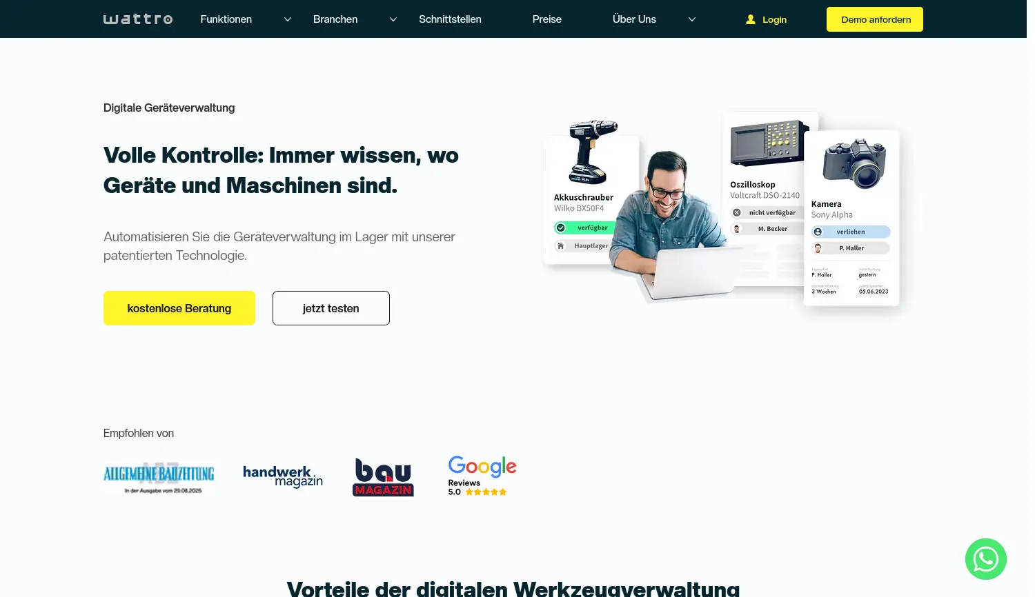 Website-Screenshot von Wattro