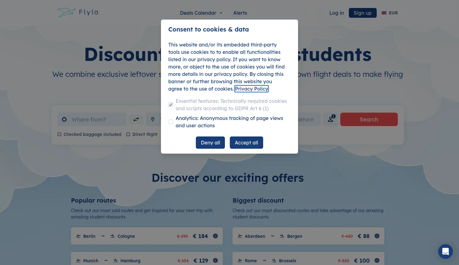 Website-Screenshot von FLYLA