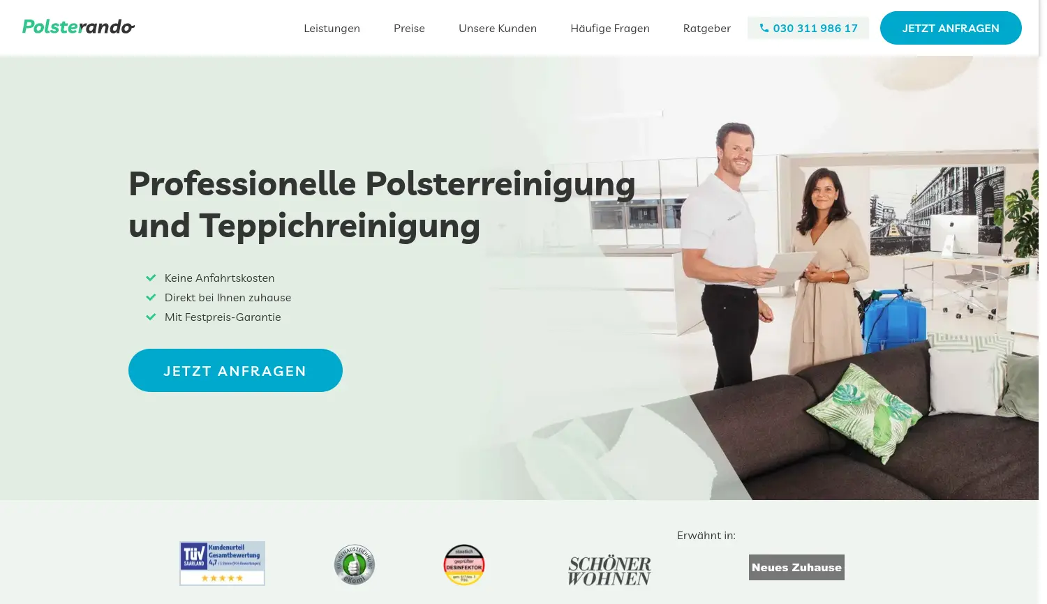 Website-Screenshot von Polsterando