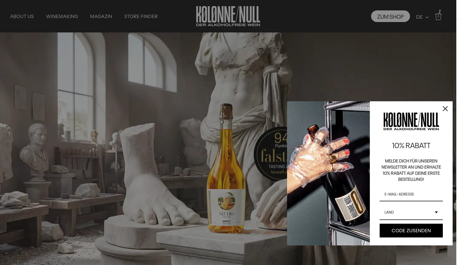 Website-Screenshot von Kolonne Null