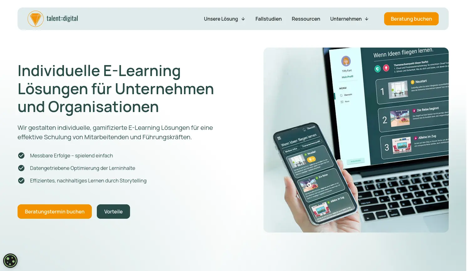 Website-Screenshot von talent::digital