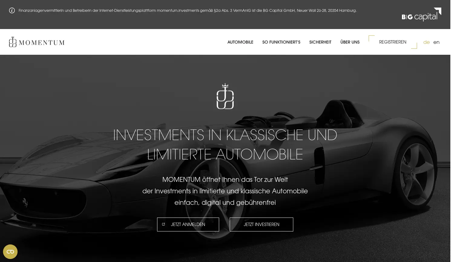 Website-Screenshot von momentum