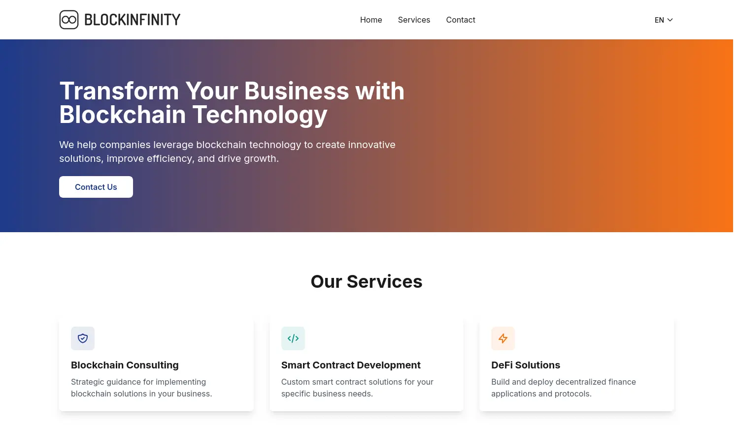 Website-Screenshot von BlockInfinity