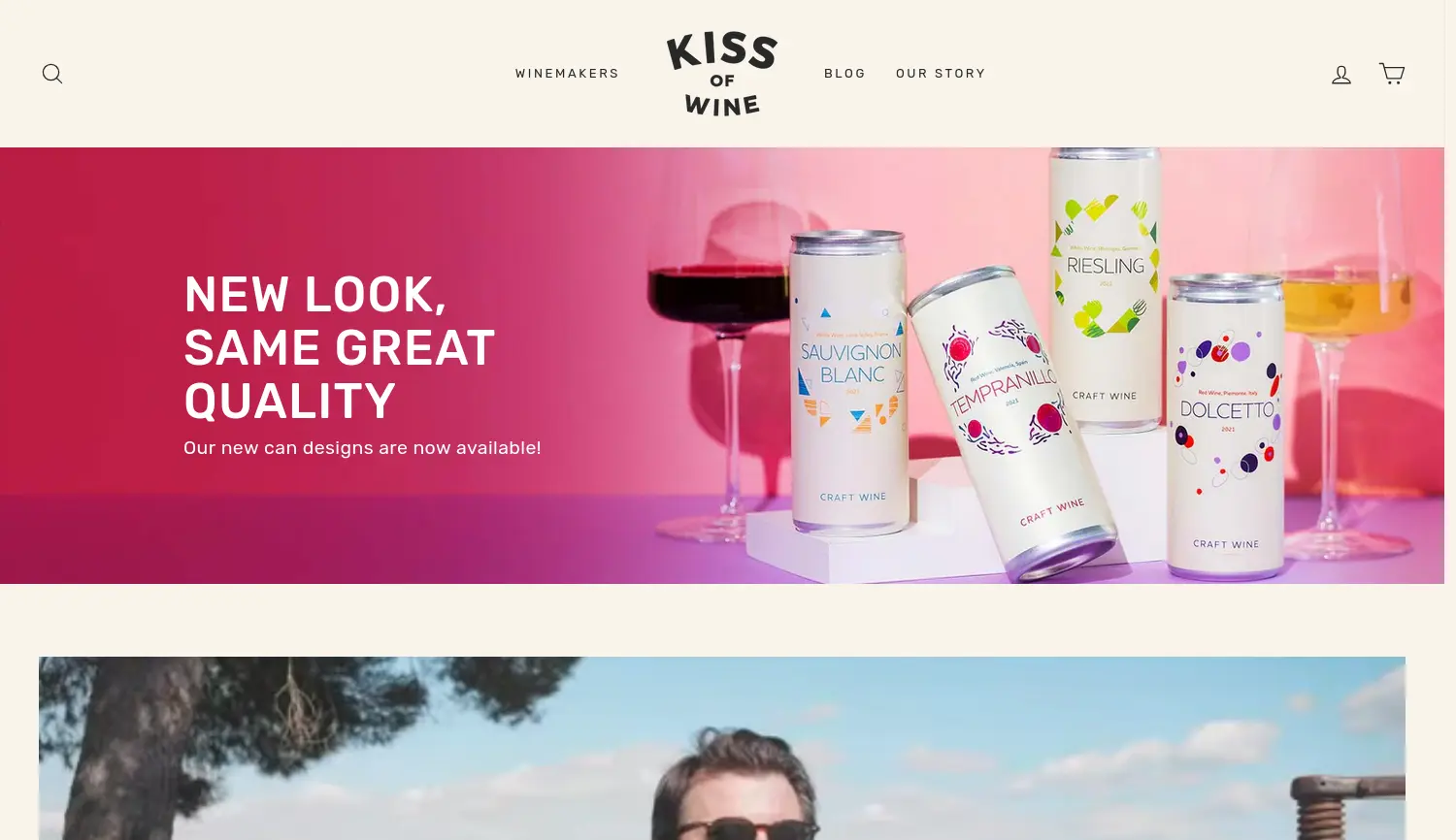 Website-Screenshot von KISS OF WINE