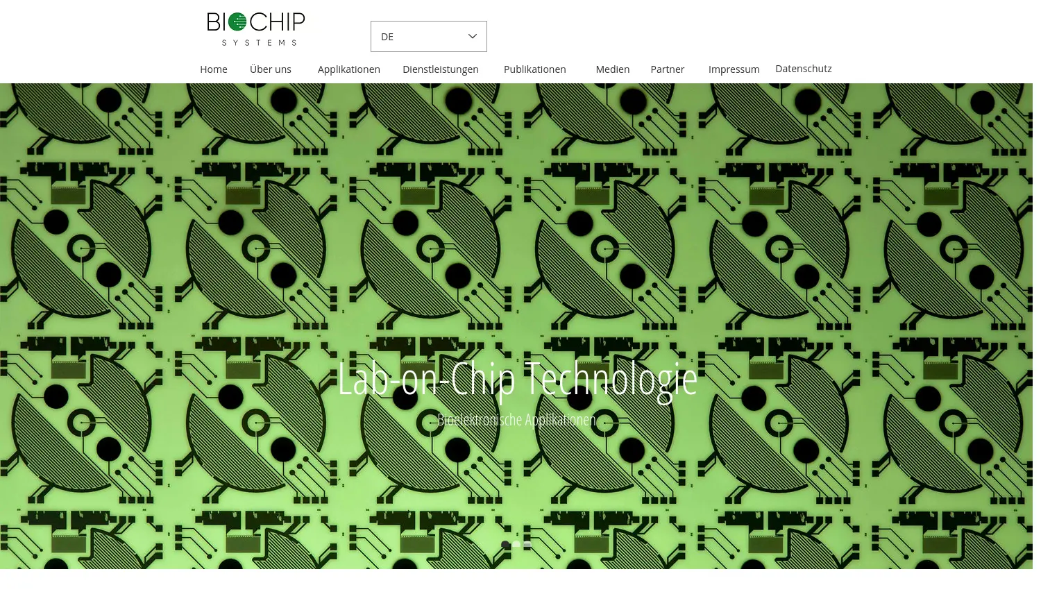 Website-Screenshot von BioChip Systems