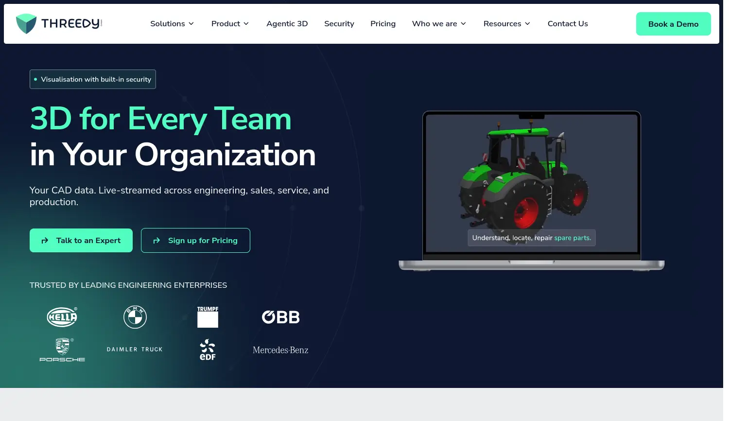 Website-Screenshot von Threedy