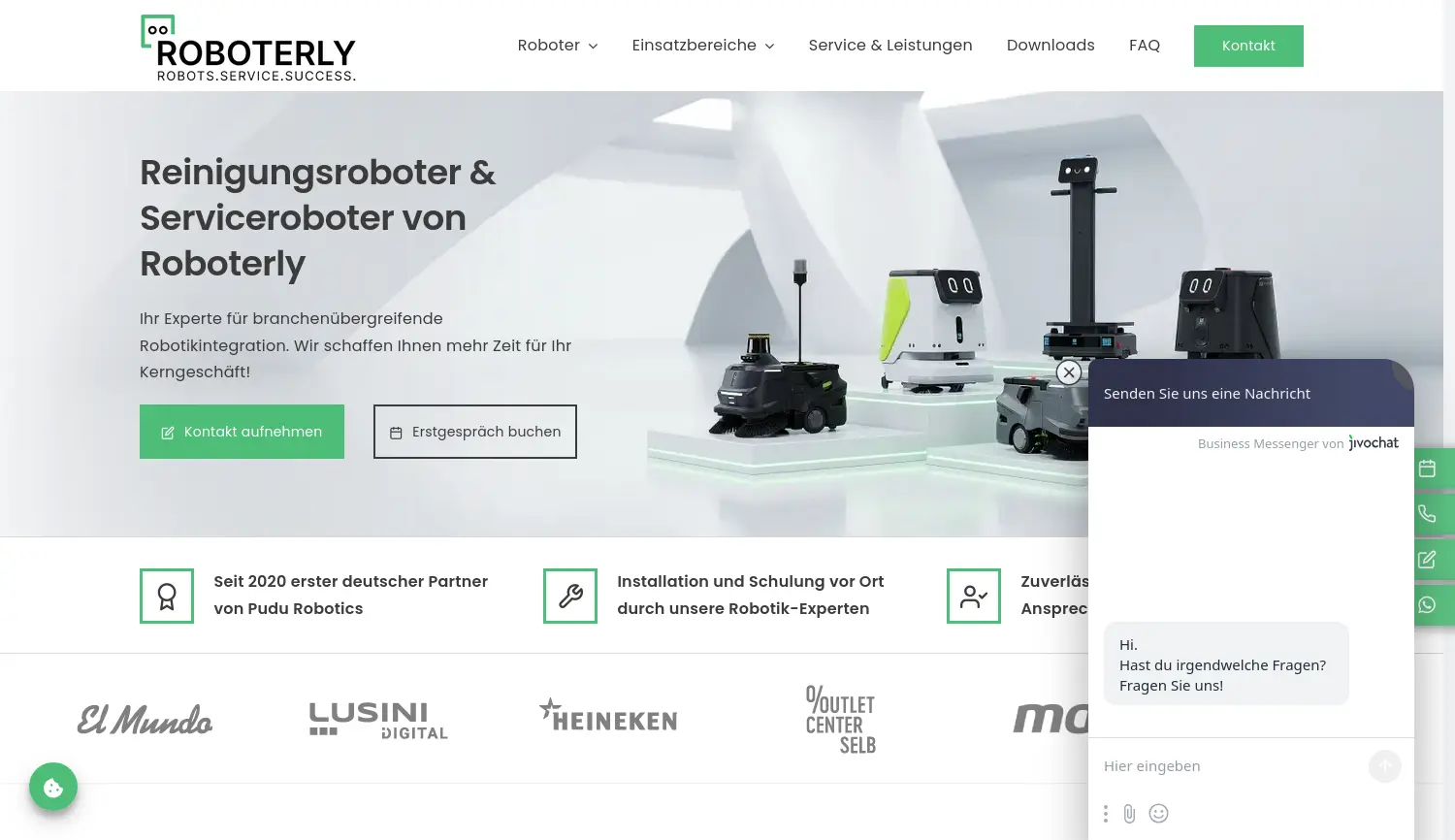 Website-Screenshot von Roboterly