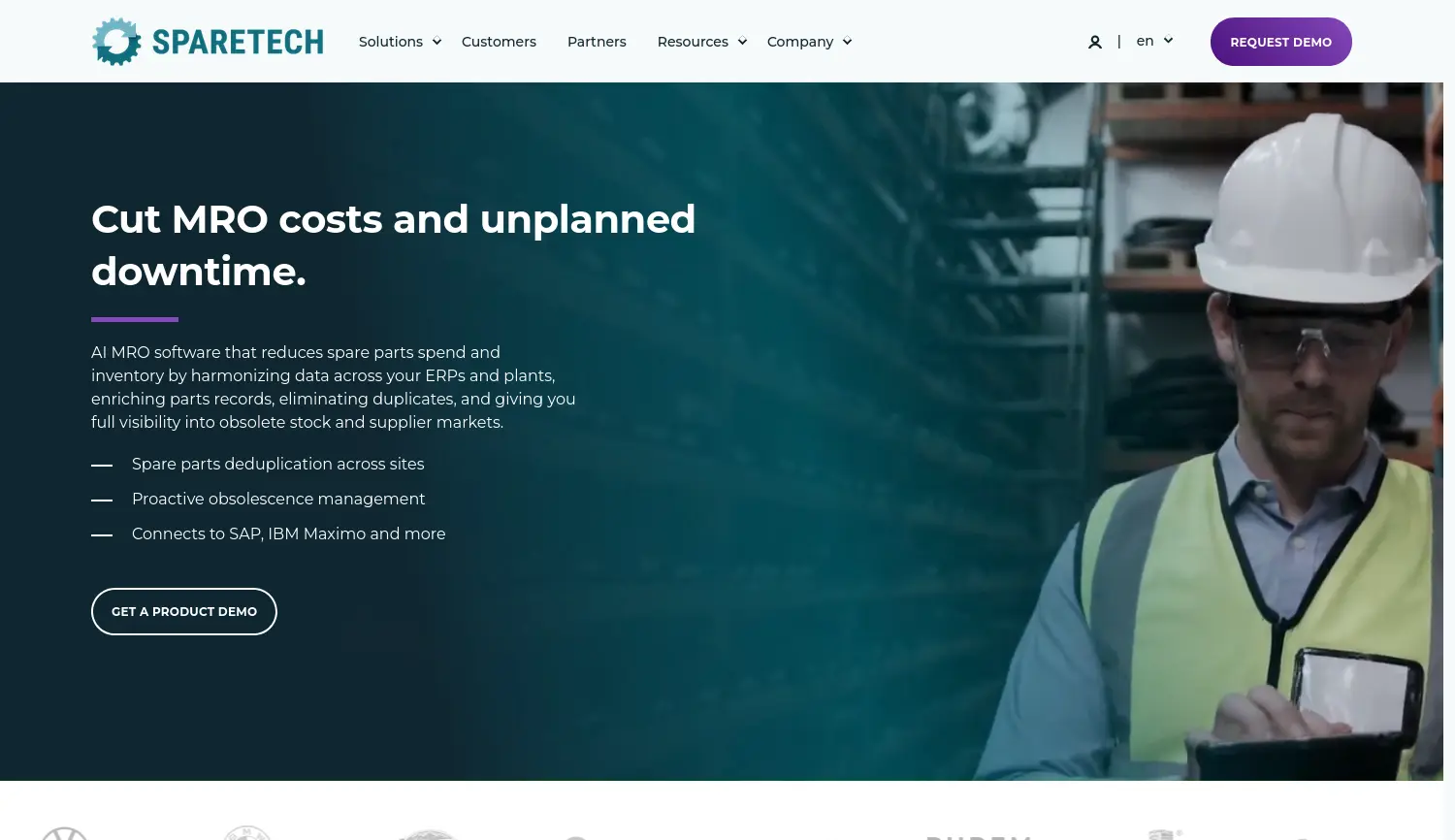 Website-Screenshot von SPARETECH
