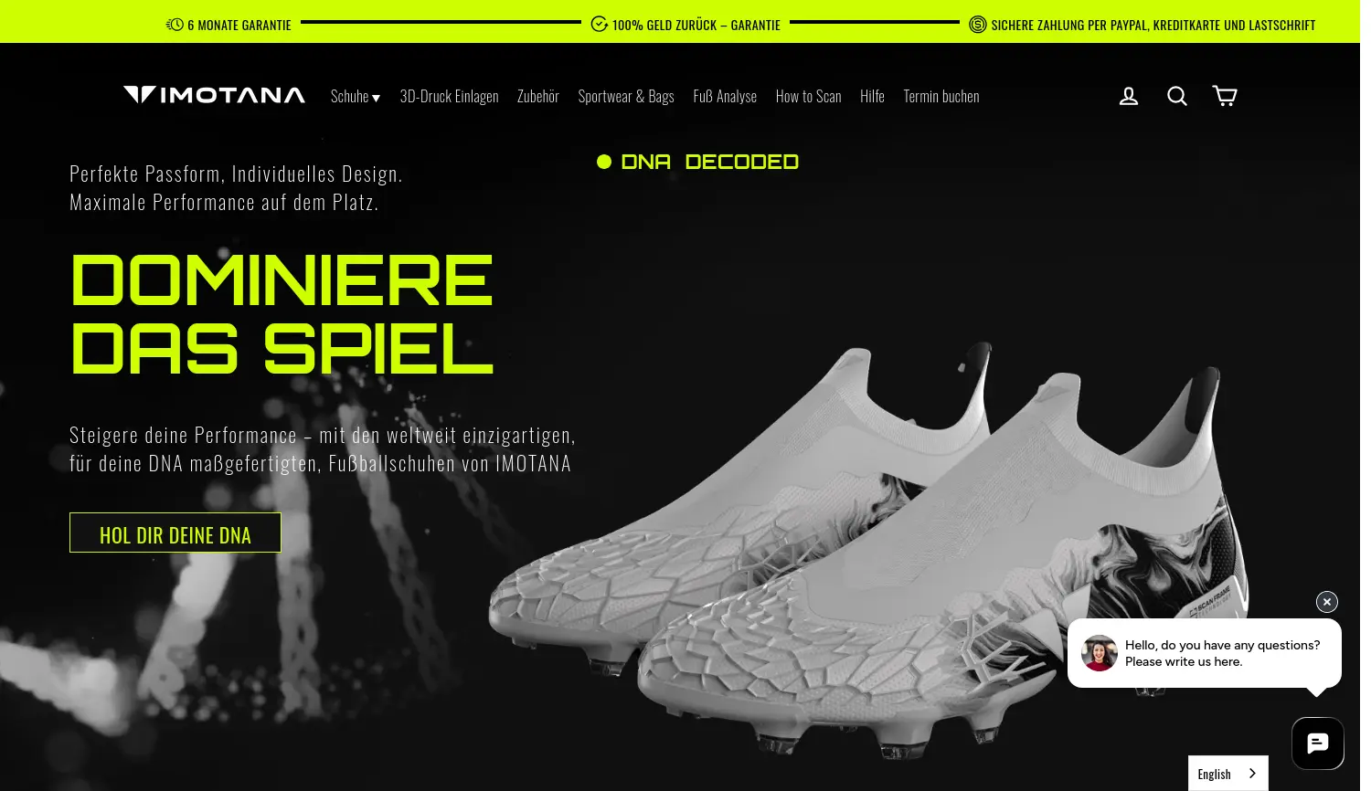 Website-Screenshot von IMOTANA