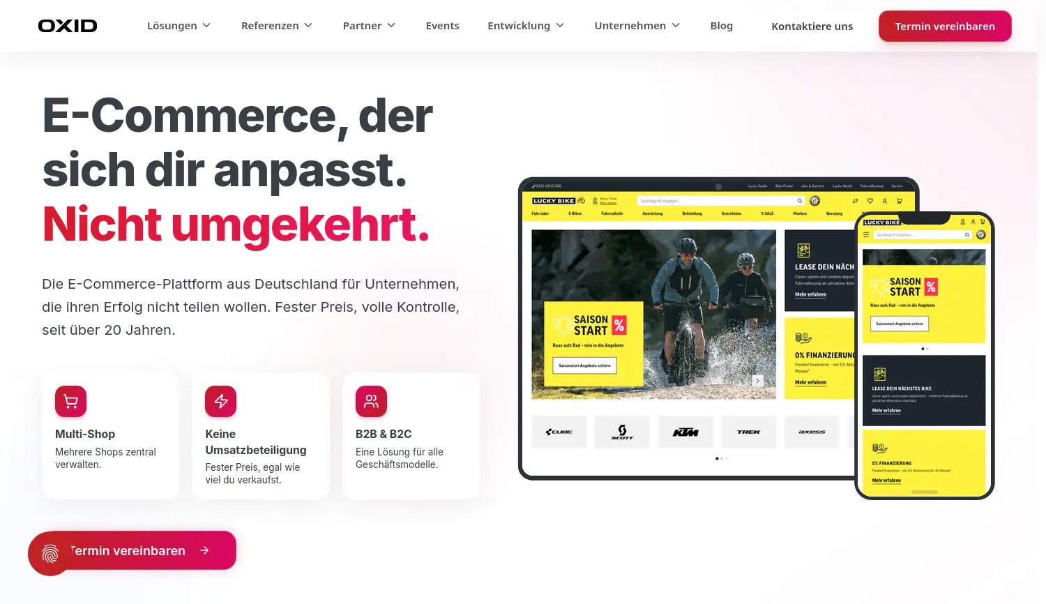 Website-Screenshot von OXID eSales