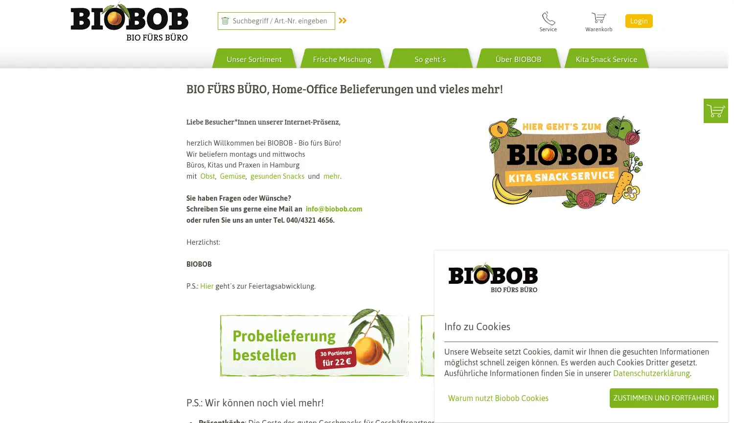 Website-Screenshot von BIOBOB