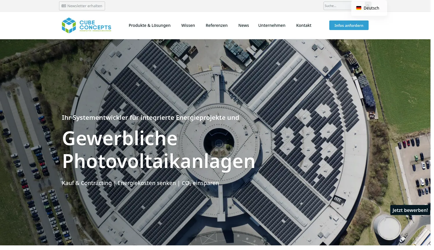 Website-Screenshot von CUBE CONCEPTS GmbH