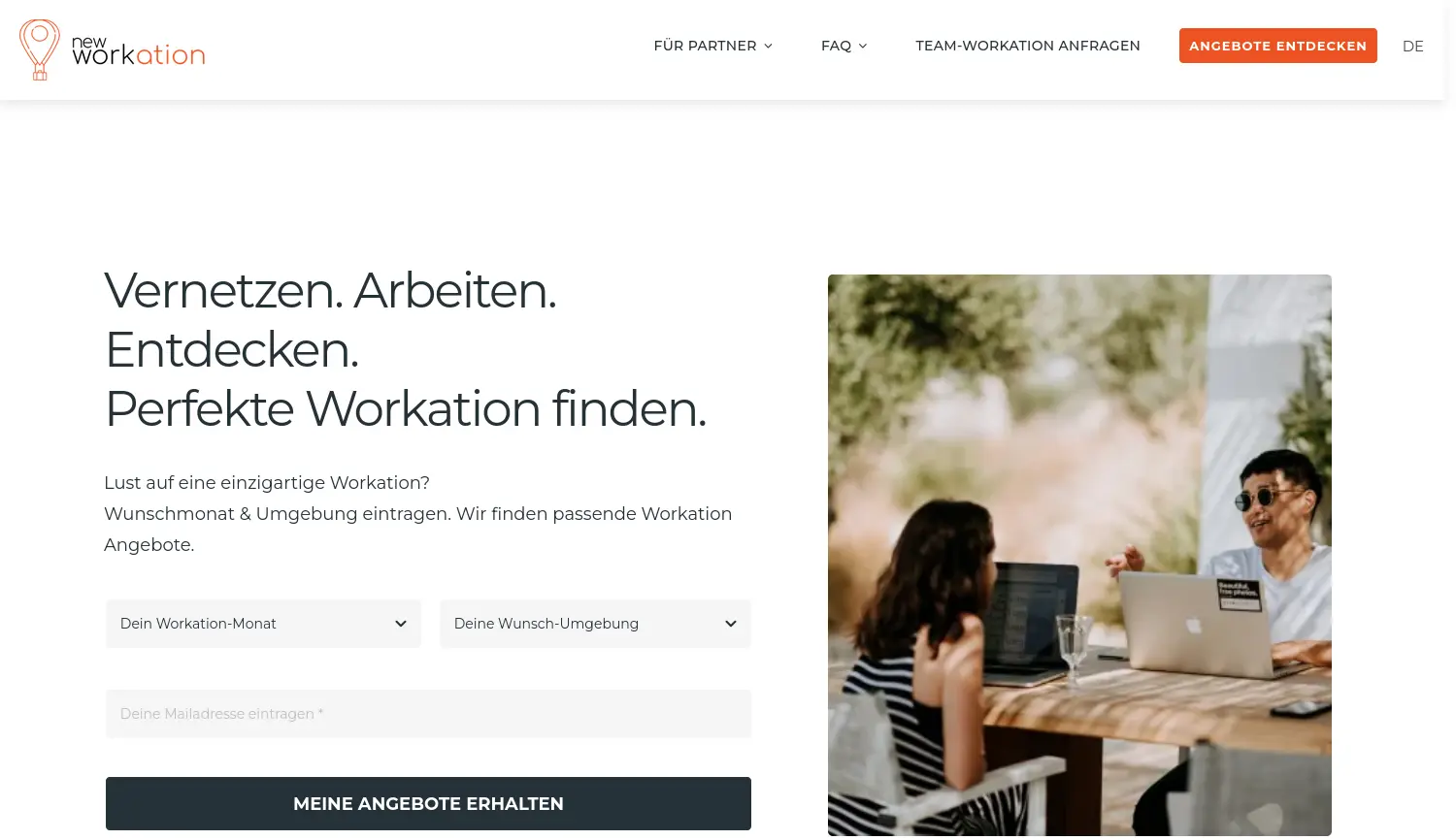 Website-Screenshot von newworkation.com| wlt GmbH