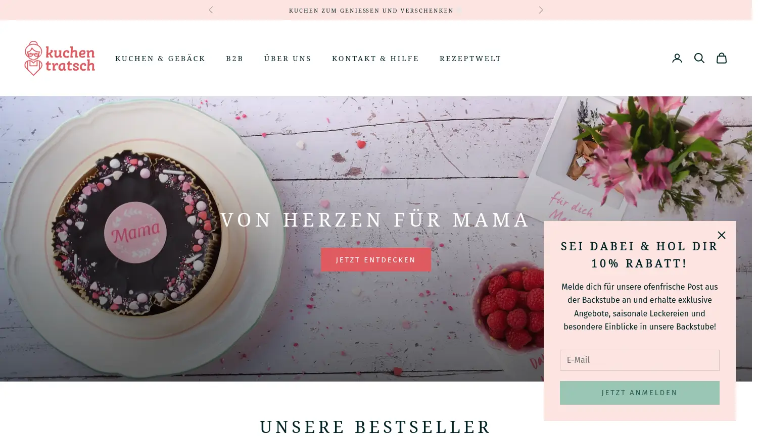 Website-Screenshot von Kuchentratsch