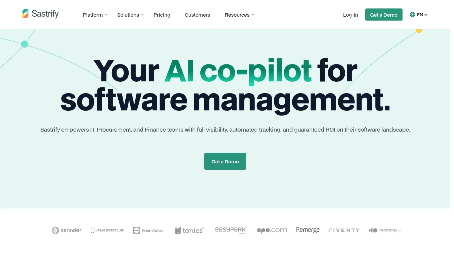 Website-Screenshot von Sastrify