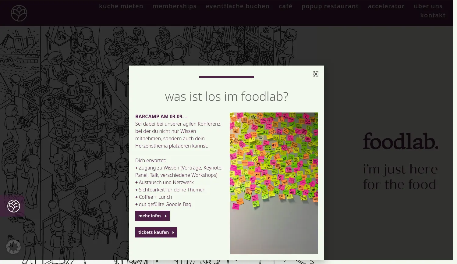 Website-Screenshot von foodlab