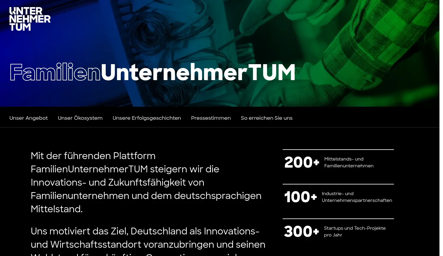 Website-Screenshot von FamilienUnternehmerTUM