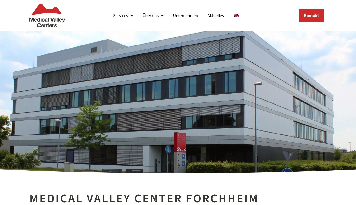 Website-Screenshot von Medical Valley Center Forchheim
