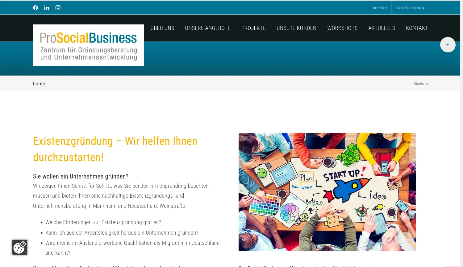Website-Screenshot von Pro Social Business e.V.