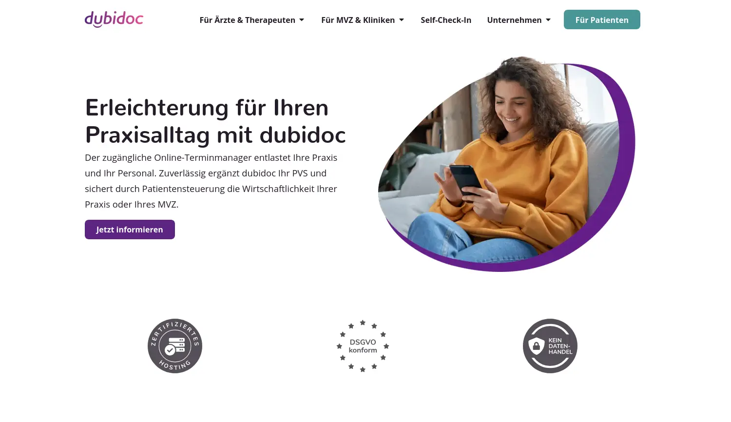 Website-Screenshot von dubidoc
