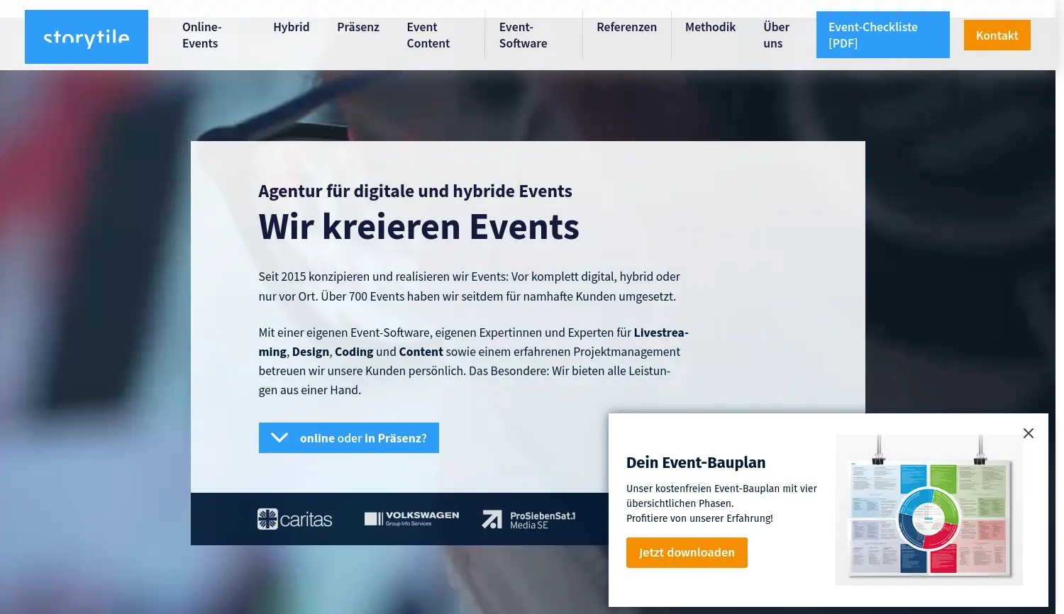 Website-Screenshot von storytile