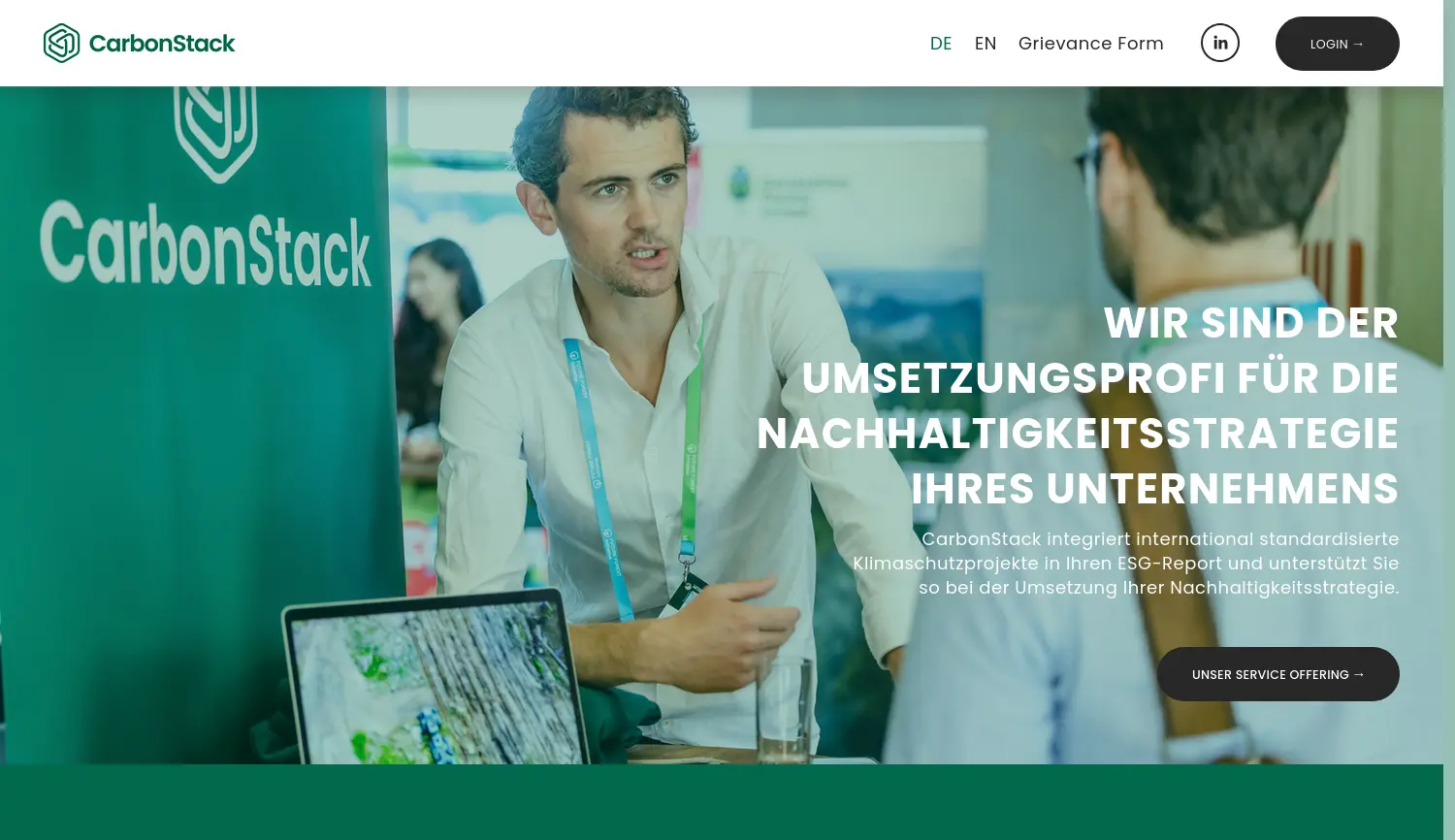 Website-Screenshot von CarbonStack