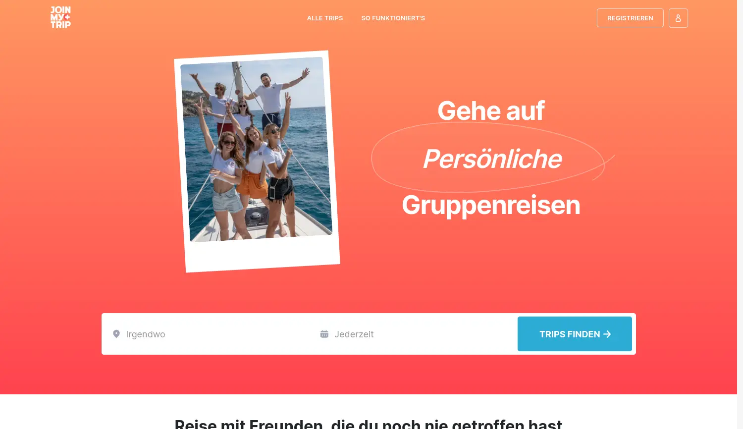 Website-Screenshot von JoinMyTrip
