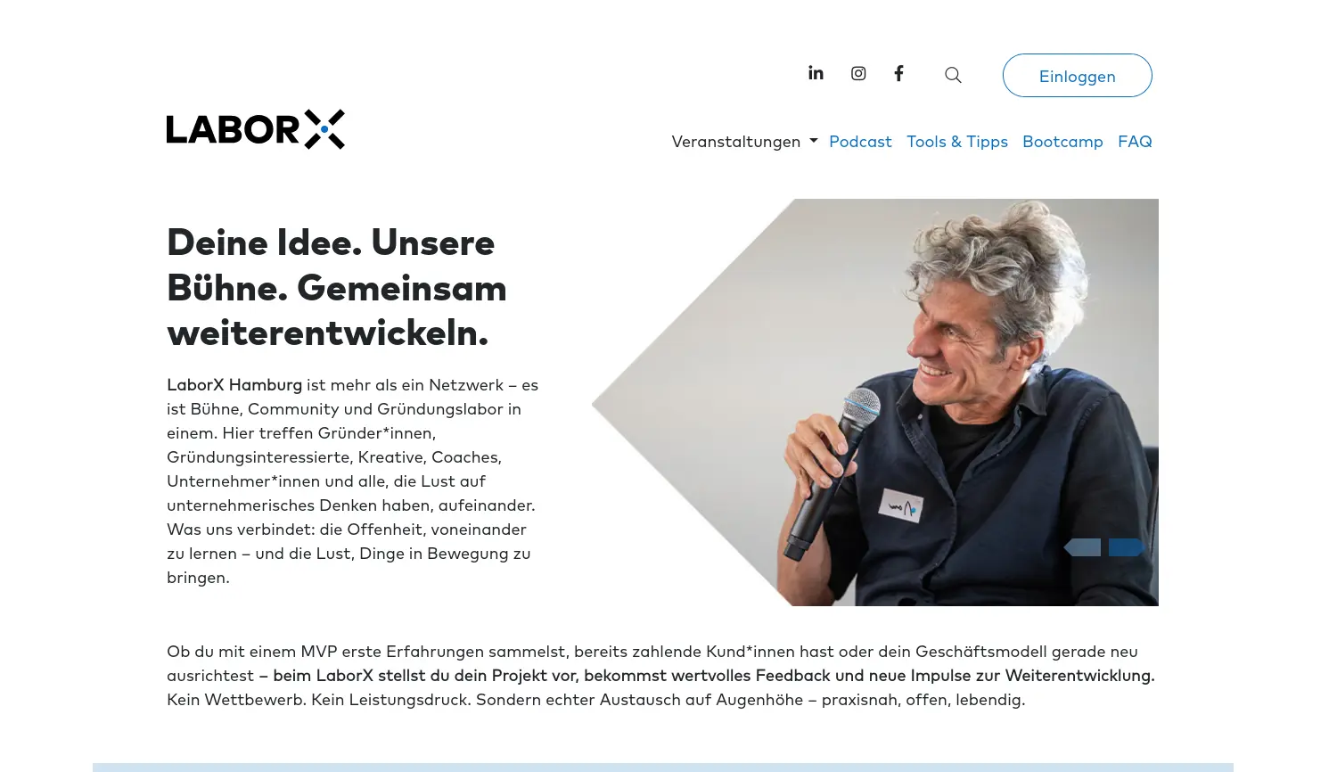 Website-Screenshot von LaborX Hamburg