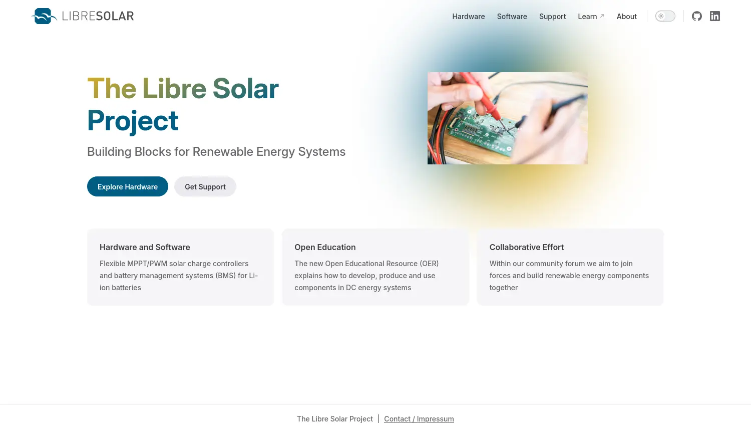Website-Screenshot von Libre Solar