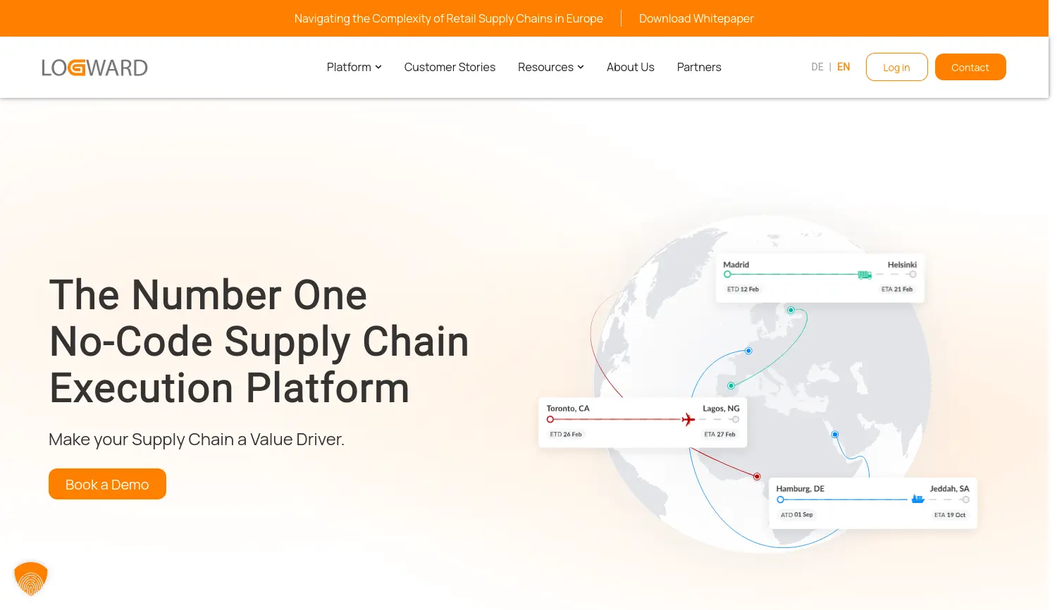 Website-Screenshot von Logward