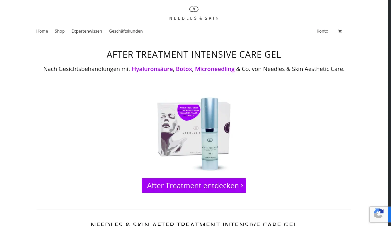 Website-Screenshot von Needles & Skin Aesthetic Care