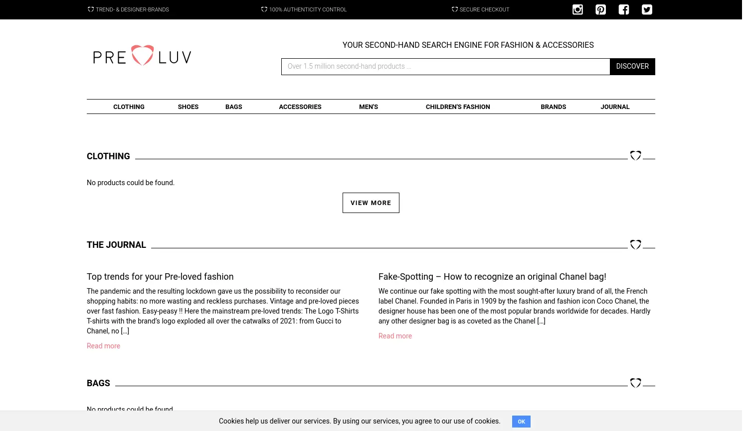 Website-Screenshot von PRELUV