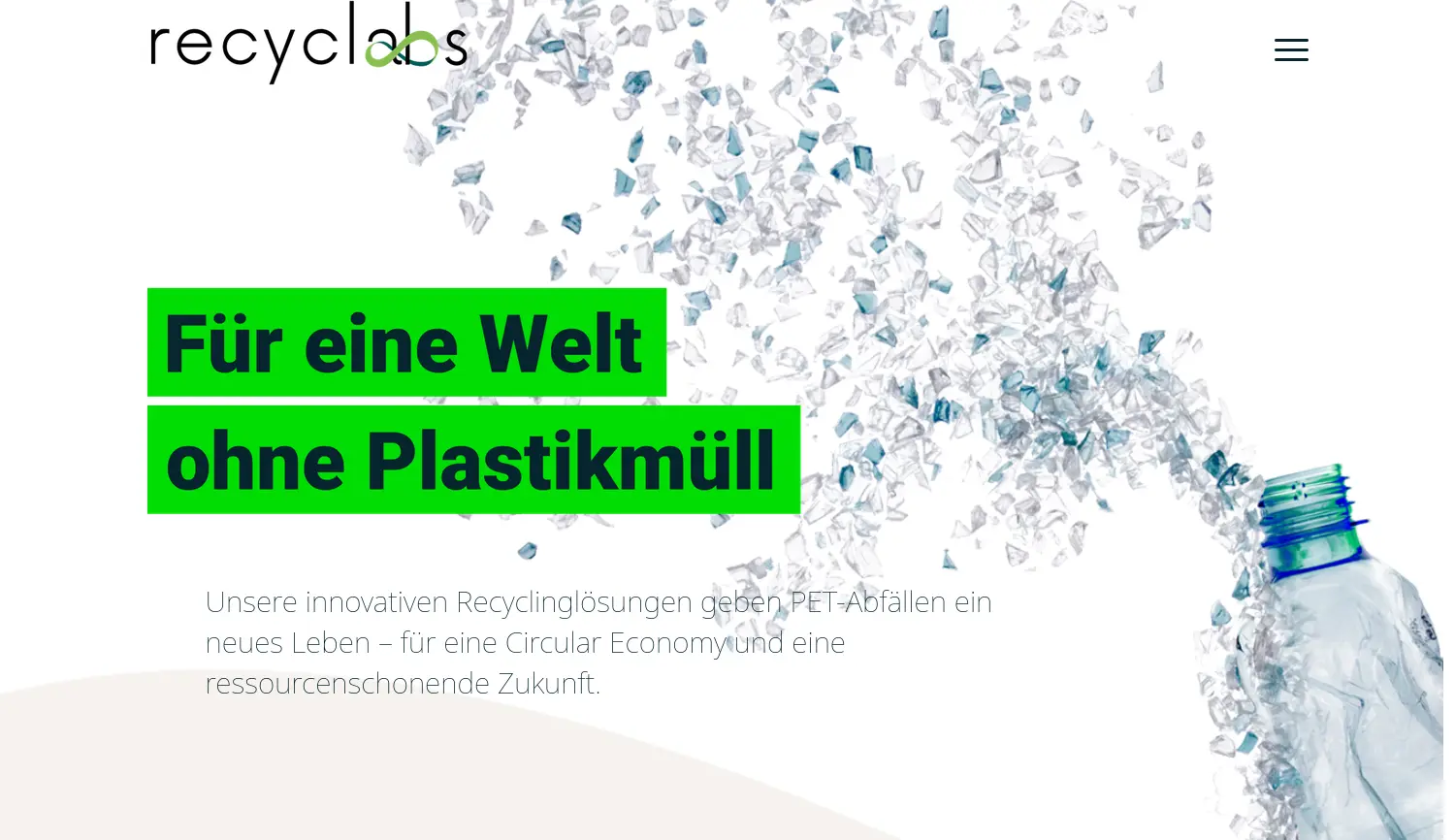 Website-Screenshot von Recyclabs