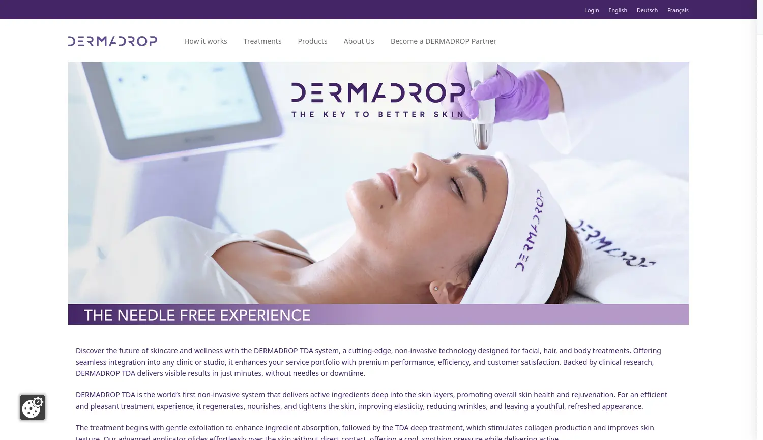 Website-Screenshot von DERMADROP