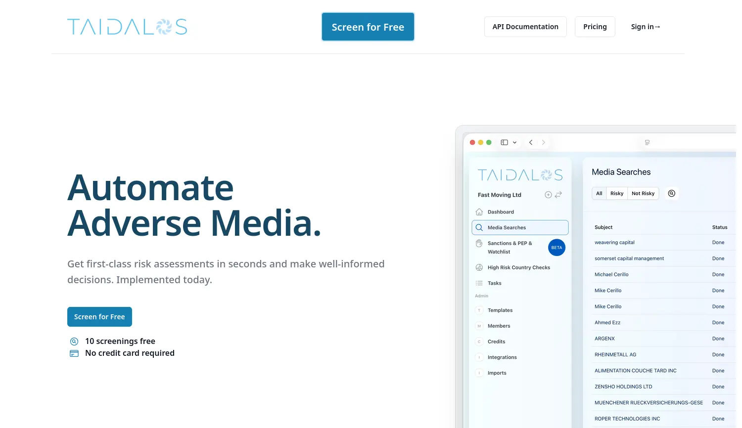 Website-Screenshot von Taidalos